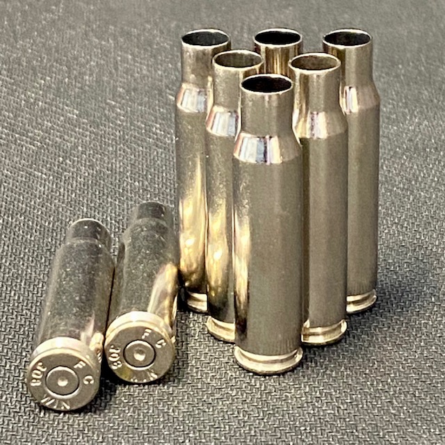 once fired 357 sig bulk nickel plated brass for reloading in stock